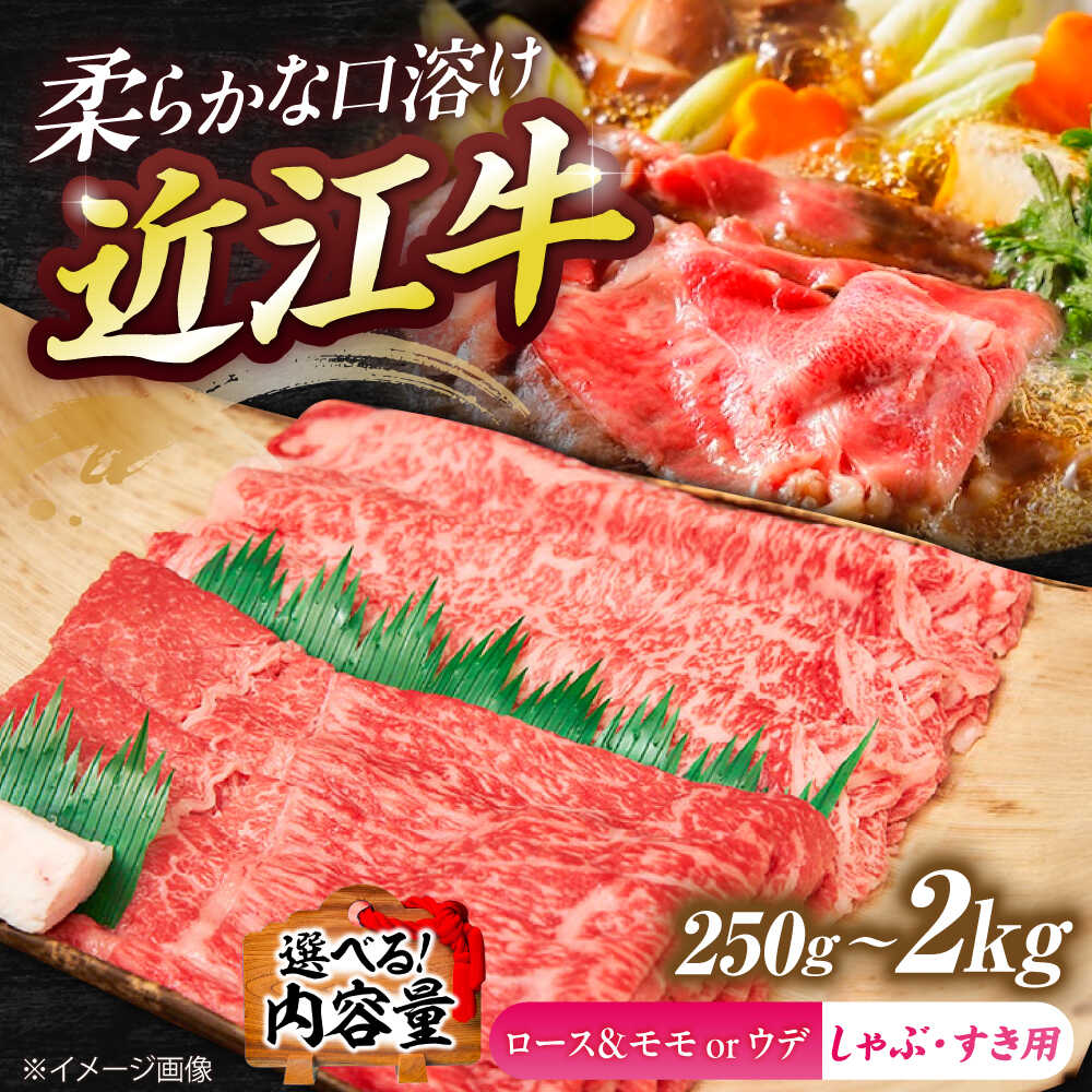 【ふるさと納税】【選べる容量】近江牛ロース＆モモ・ウデ（すき・しゃぶ）250g~2kg / 牛肉 すき焼き 近江牛肉 すきやき 肉 赤身 霜降り 鍋 ロース 黒毛和牛 和牛 牛 国産牛 すきやき肉 高級肉 しゃぶしゃぶ リブロース サーロイン 滋賀県/ 栗東市 / 有限会社 岡山[BIBE083]