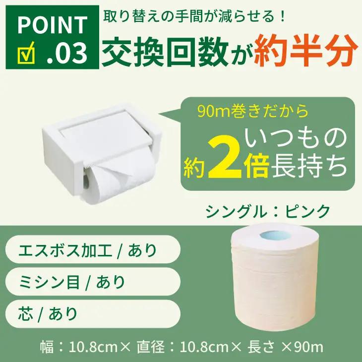 トイレットペーパーシングル ピンク 6パック 計72個トイレットロール 日用品 B140-052