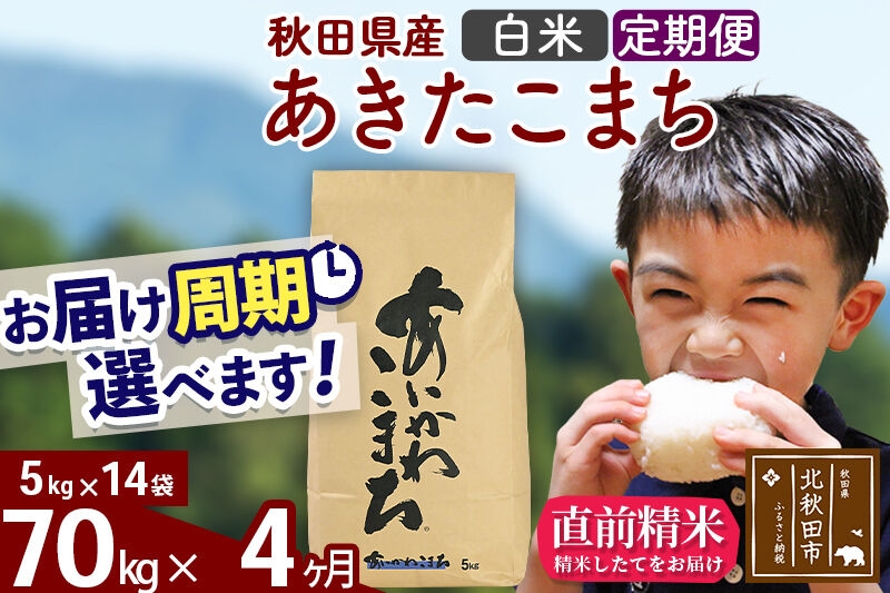 
                  ※令和7年産※《定期便4ヶ月》秋田県産 あきたこまち 70kg【白米】(5kg小分け袋) 2025年産 お届け周期調整可能 隔月に調整OK お米 藤岡農産 [藤岡農産 秋田 お米 あきたこまち 米どころ 東北 北秋田市 定期便 毎月お届け]
                