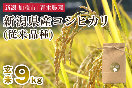 【令和7年産新米先行予約】新潟県産 コシヒカリ（従来品種）玄米9kg（3kg×3袋）《10月上旬から順次発送》 玄米 白米 きのこ農家ならではの有機質肥料 お米 新潟産 コシヒカリ 加茂市 青木農園