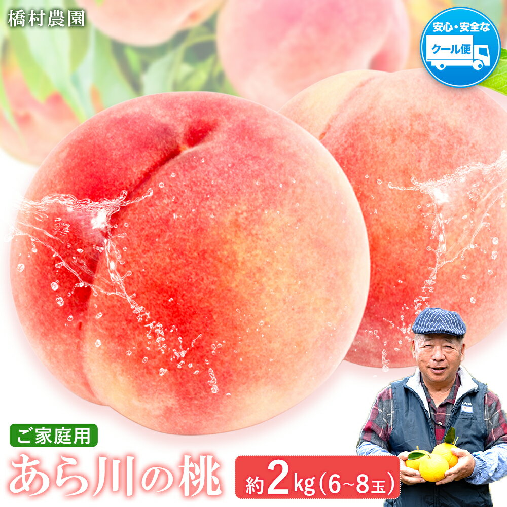 【ふるさと納税】【ご家庭用】 あら川の桃 約2kg (6~8玉入り) 橋村農園《2026年6月下旬-8月上旬頃出荷》和歌山県 紀の川市 桃 もも モモ あら川 荒川 農園直送 もも モモ momo