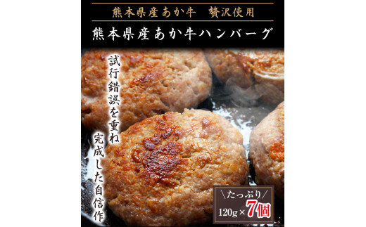 あか牛ハンバーグ 熊本産あか牛を使用した贅沢ハンバーグたっぷり7個入り 熊本あか牛 赤牛 《1月中旬-4月末頃より出荷予定》---oz_fschamburg_bc14_21_14000_840g---