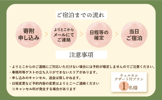 古民家一棟貸し切り宿泊プラン 1名1泊 朝食・ウェルカムデザート付きプラン （ふるさと納税限定）