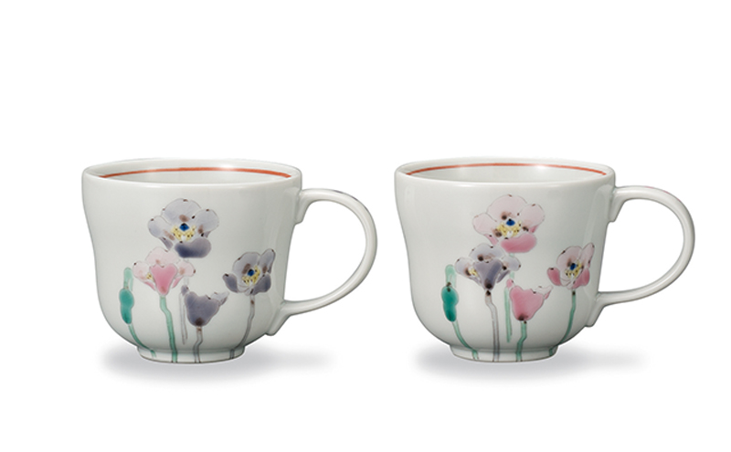 ペアマグカップ ポピー 大志窯 民芸品 工芸品 雑貨 キッチン雑貨 キッチン用品 食器 コップ 花 