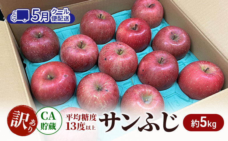 鶴田町　25年3月寄附数1位！【5月 クール便配送】雪国鮮度をと閉じ込めた りんご 【平均糖度13度以上】CA貯蔵 訳あり サンふじ 約5kg リンゴ 果物 青森県 鶴田町