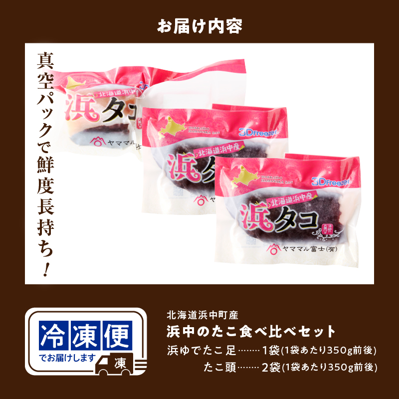 【14日以内に発送】浜中のたこ食べ比べセット（浜ゆでたこ足・たこ頭）合計1.2kg以上_H0023-117