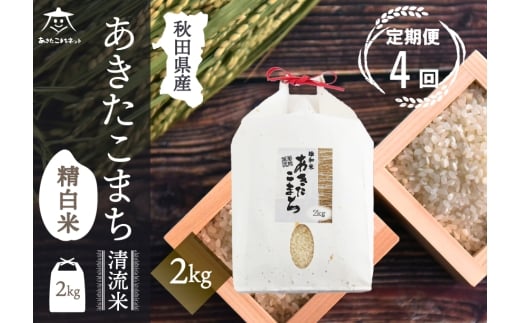《定期便4ヶ月》あきたこまち 清流米 2kg【白米】 秋田市雄和産 [秋田県産 あきたこまち お米 精米 定期便 2kg 2キロ]