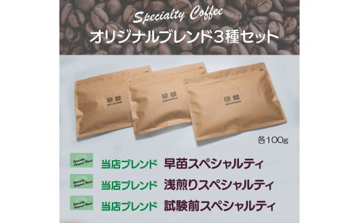 【早苗】焙煎珈琲豆（オリジナルブレンド3種セット　各100g）粉 スペシャルティコーヒー 珈琲 セット 3種 詰め合わせ 飲みやすい ジッパー チャック付き 100g 粉 東京 新宿 0020-002-S05-2