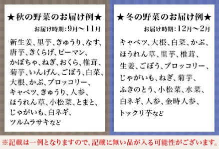 【3か月に1回、合計4回お届け】旬の農産物（野菜・果物など）詰合せ【7品以上】
