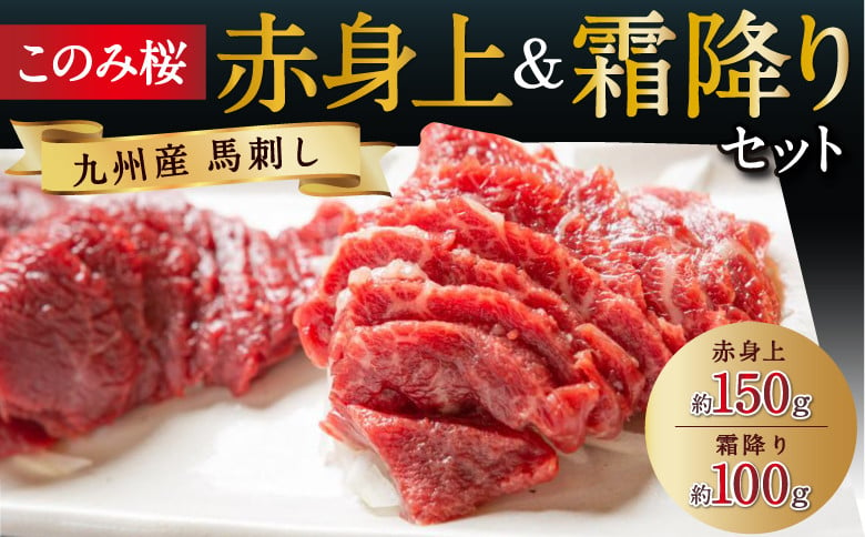 
馬庵このみ このみ桜赤身上(約150g)＆霜降り(約100g)セット 九州醤油付
