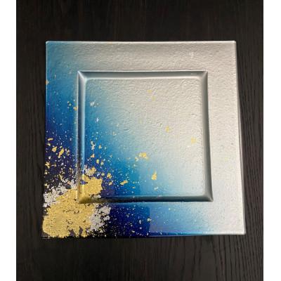 ふるさと納税 海南市 角リムプレート　グラデーション金箔ブルー