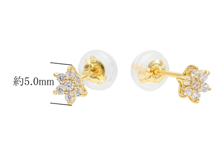 K18YG　ヘキサゴンダイヤピアス　mk-437　CR-7