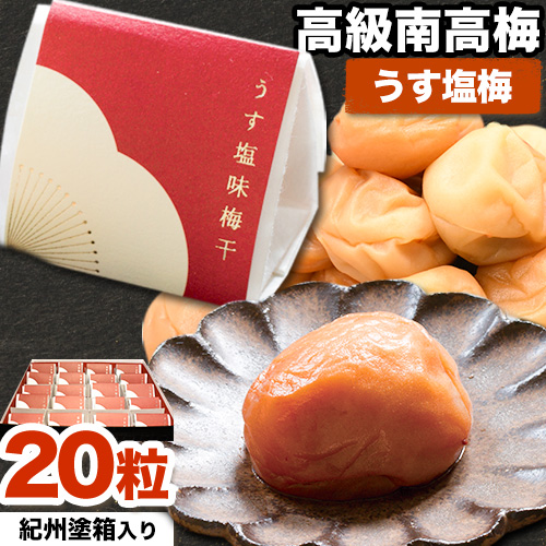 高級南高梅うす塩 個包装20粒 網代模様仕上紀州塗箱入り 澤株式会社《90日以内に出荷予定(土日祝除く)》和歌山県 日高町 梅干し うす塩 うす塩梅 紀州南高梅 紀州塗 個包装 送料無料