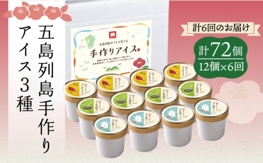 【全6回定期便】【一年中美味しい！こだわりがつまった島のアイス！】手づくり アイス 3種 セット 計12個【マルマス】 [RAX018]