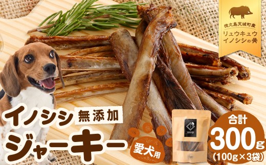 無添加 イノシシ ジャーキー 3袋 （100g×3袋）計300g ペットフード 愛犬用 SDGs 犬用おやつ ペット ドッグフード 犬用 リュウキュウイノシシ いのしし 猪 徳之島 天城町 鹿児島