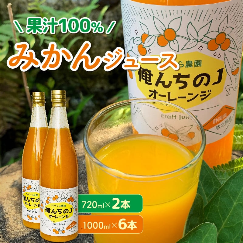 
            みかん ジュース 選べる 720ml×2本 1000ml×6本 青島 ミカン 柑橘 蜜柑 ビタミン おいしい 果樹園 直送 甘い 有機肥料 テロワール オレンジジュース オレンジ みかん いたくら農園 静岡県 牧之原市
          