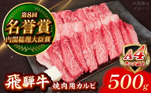 飛騨牛 焼肉用 カルビ 500g 瑞浪市 / 肉のひぐち [AZDE003]