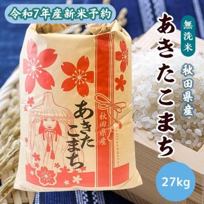 ふるさと納税 潟上市 【新米予約】令和7年産 秋田県産あきたこまち 無洗米 27kg　9月下旬順次発送
