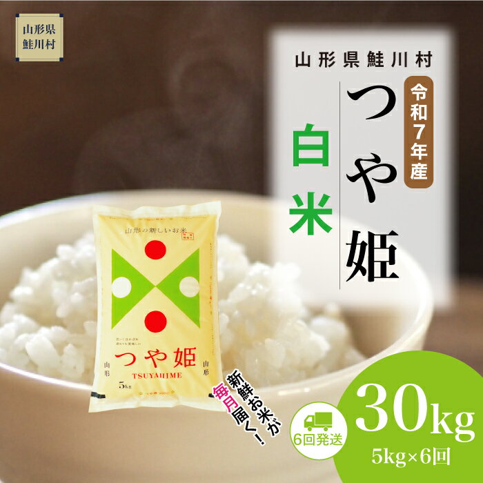 【ふるさと納税】＜令和7年産米＞ 鮭川村 特別栽培米 つや姫 【白米】 定期便 30kg （5kg×1ヶ月間隔で6回お届け）