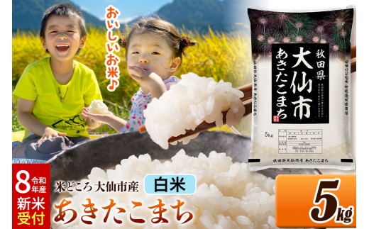 《令和8年産 新米受付》 米【白米】米どころ秋田県大仙市産 あきたこまち 精米5kg（5kg×1袋）