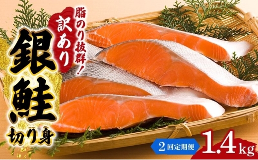 【 2回 定期便 】 訳あり 鮭 1.4kg 切り身 サケ 銀サケ サーモン 冷凍 切身 ハラス カマ 魚 魚介 海産物 大容量 不揃い 業務用 箱 おかず おつまみ 酒の肴 朝食 ごはんのお供 お弁当 弁当 簡易包装 まとめ買い ストック 時短 便利 焼き魚 惣菜 キャンプ アウトドア 大満足 人気 おすすめ 家庭用 自宅用 岩沼 宮城