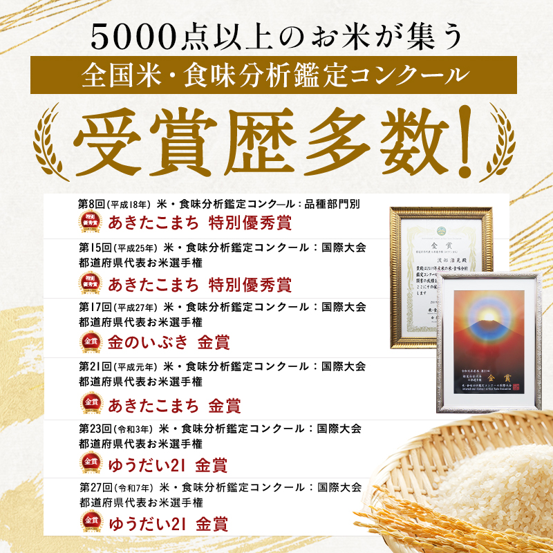 【令和8年産米】あきたこまち 10kg ( 5kg ×2 ) 無洗米 白米 農家直送 受賞歴多数 特別栽培米 自然由来の漢方栽培 【渡部 浩見】[C6-2102]
