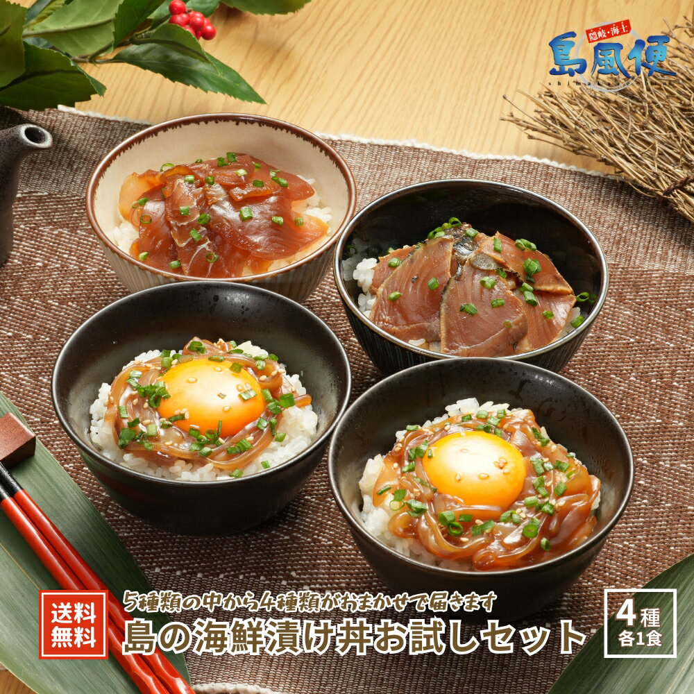 【ふるさと納税】島の海鮮漬け丼お試しセット4種お任せでお届け お米と一緒に食べよう お茶碗一杯にちょうどいい分量 寒シマメ ヨコワ スマガツオ 隠岐島 海士町 CAS凍結