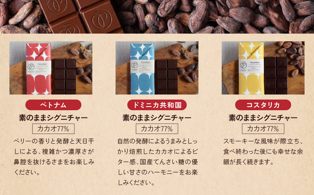 【Premarché Cacaolate Lab】国際コンテスト入賞店の手づくりチョコレート 産地食べ比べ3枚セット ＜セットB＞｜京都 チョコレート専門店 人気セット［ 手作りチョコ カカオ産地食べ
