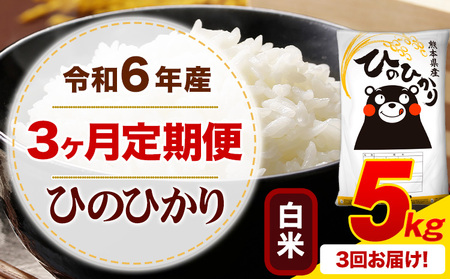 【3ヶ月定期便】令和6年産 白米 ひのひかり 定期便 5kg《お申込み月の翌月から出荷開始》令和6年産 熊本県産 ふるさと納税 精米 ひの 米 こめ ふるさとのうぜい ヒノヒカリ コメ お米 hino