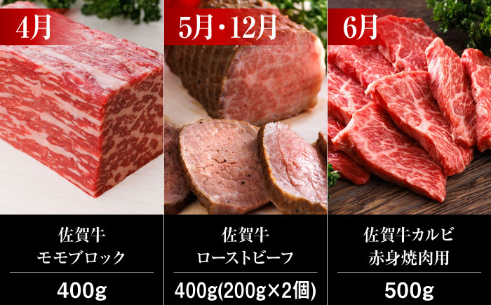 【全12回】 A5ランク 佐賀牛 霜降り 食べ比べ 定期便 約2-3人前 総計5.52kg 30万 /焼肉どすこい [UCC005] 最高級 牛肉 肉 ステーキ スライス ローストビーフ 焼肉