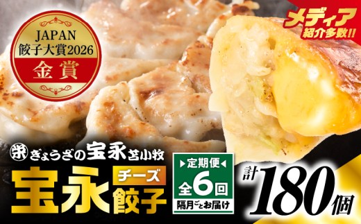 【定期便・全6回 隔月】【JAPAN餃子大賞2026（TM） 通販餃子 金賞受賞】手包み餃子 ぎょうざの宝永 チーズ餃子30個セット（チーズ餃子15個入×2袋）　T004-T08-02-03