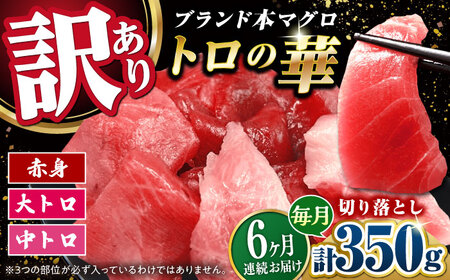 【全6回定期便】訳あり！対馬産 本マグロ 切り落とし 350g（5パック） トロの華 冷凍 新鮮 海鮮 小分け マグロ[WAQ021]