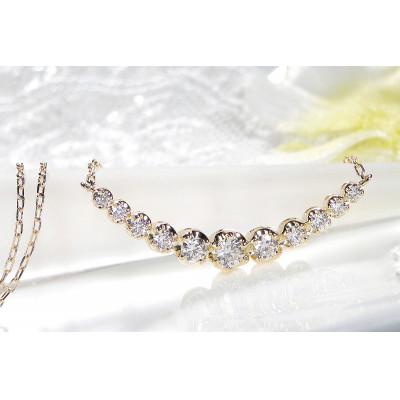 ふるさと納税 昭和町 【0.5ct】K18イエローゴールド　ダイヤモンド　ラインネックレス |  | 01