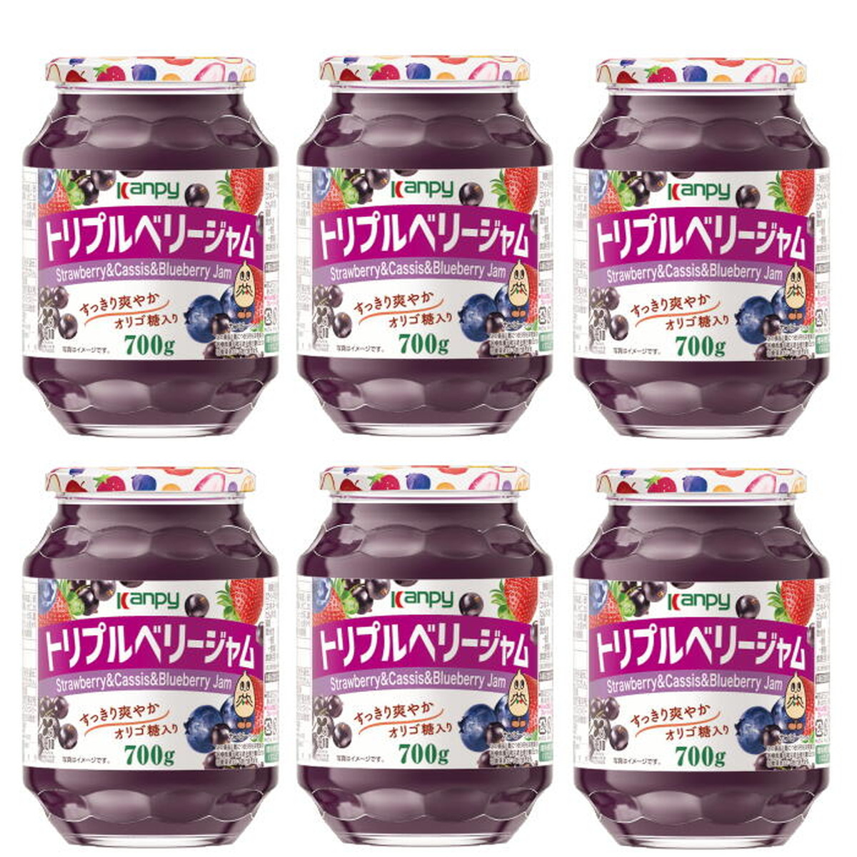 
                  カンピー　トリプルベリージャム 700ｇ　1ケース（6本入）　ギフト 朝食 果実ジャム フルーツジャム オリゴ糖配合 トースト ヨーグルト 家族向け まとめ買いに いちご カシス ブルーベリー
                