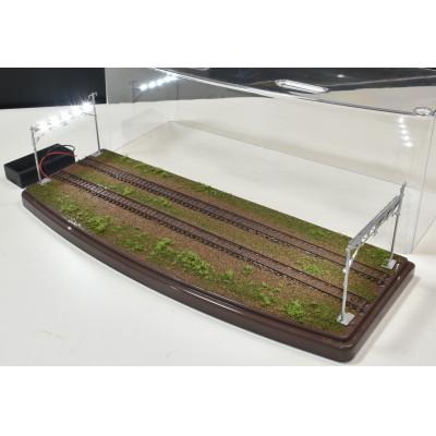 ふるさと納税 南箕輪村 Nゲージ用 鉄道模型ジオラマ展示台 複線ヤード灯照明付き(電池BOX付)