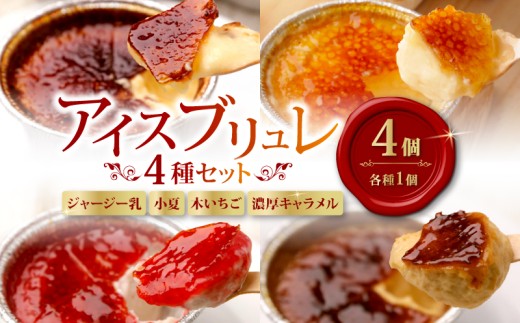 【 グランプリ 受賞 ！】 アイスブリュレ ４種セット ( ジャージー 乳 、 小夏 、木いちご 、 濃厚 キャラメル 各種1個) アイス クリーム ブリュレ プリン おやつ お菓子 スイーツ 贈答 