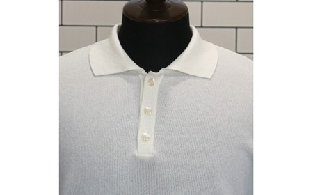 体にやさしいニットポロシャツ ホワイトL 新潟県 五泉市 有限会社桜井メリヤス工場