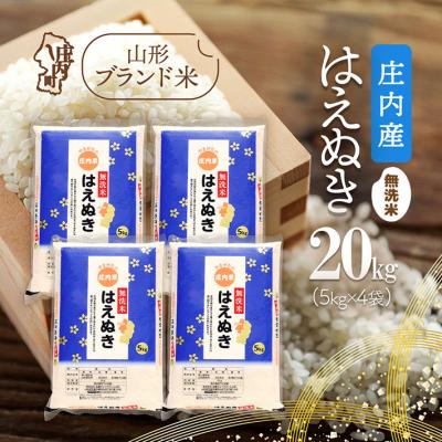ふるさと納税 庄内町 庄内産 はえぬき無洗米 20kg 5kg×4袋 令和7年産 2025年産 ブランド米