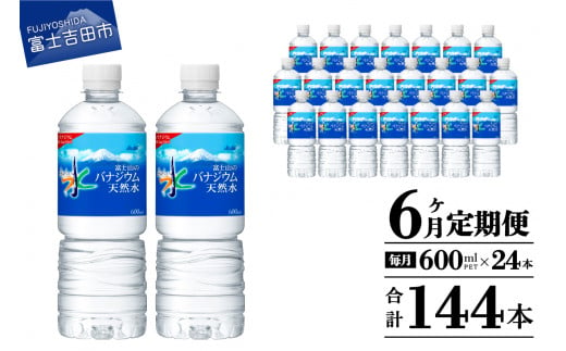 水 定期便 【6か月お届け】「アサヒおいしい水」富士山のバナジウム天然水 1箱(24本入）PET600ml 6回 水定期便 ミネラルウォーター 毎月 天然水 飲料水 備蓄 防災 ストック 防災グッズ 保存 山梨 富士吉田