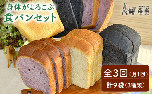 【 全3回 定期便 】身体がよろこぶ 食パン 3種 セット ( 卵 / 乳製品 不使用 )《糸島》【天然パン工房楽楽】【いとしまごころ】[AVC013] 食パン パン 国産 詰め合わせ セット 卵 乳製品 不使用 冷凍