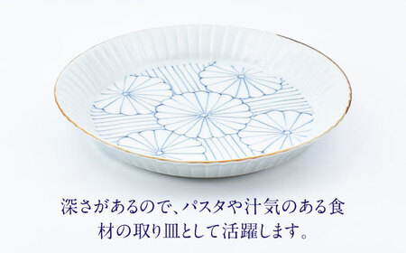 【ロマ佐賀】【有田焼】菊紋 渕彫皿大小 / 焼き物 セット 食器 [41APCD083]