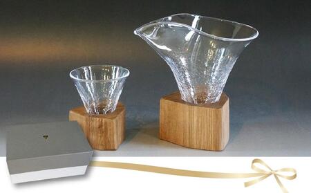 木Glass（きぐらす） 酒器セット（片口とぐい呑み）ヒビ
