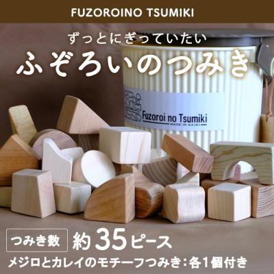 ふるさと納税 佐伯市 ふぞろいのつみき 積み木 約35個・メジロ、カレイのモチーフ積み木 各1個付