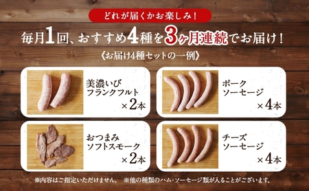 定期便 3ヶ月 ハム ソーセージ くせになる 定期 スタンダード 3ヶ月 コース 化粧箱入り 肉 フランクフルト ベーコン BBQ 焼肉 おつまみ ギフト グルメ お取り寄せ 贈答用 ご褒美 本格 手