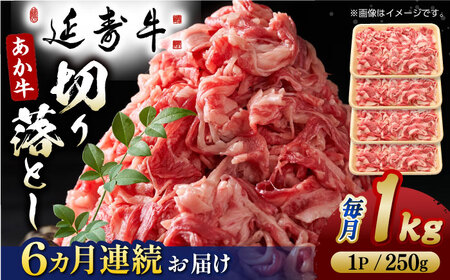 【6回定期便】熊本県産 延寿牛 あか牛 切り落とし 約 250g×4P【有限会社 九州食肉産業】[ZDQ119]