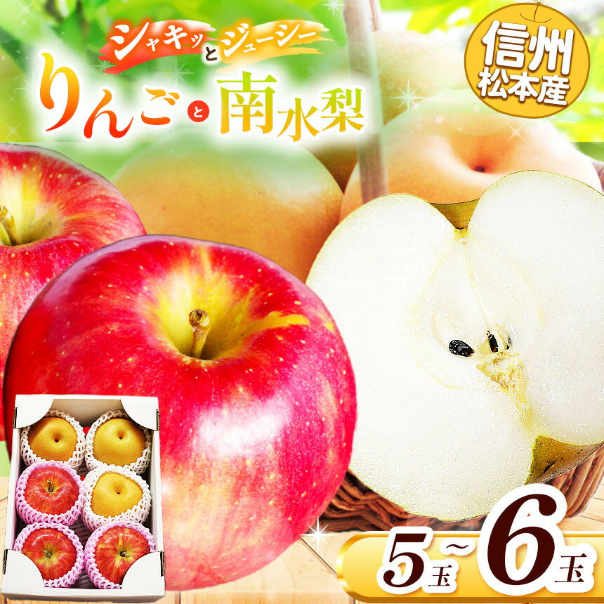 【ふるさと納税】【先行受付：2026年発送】信州松本産　りんごと梨セット（5～6玉入り） │ 林檎 りんご リンゴ 梨 なし ナシ セット 果物セット 果汁 果物 秋 くだもの フルーツ 自然 旬 ご褒美 長野県 信州 松本 ふるさと納税