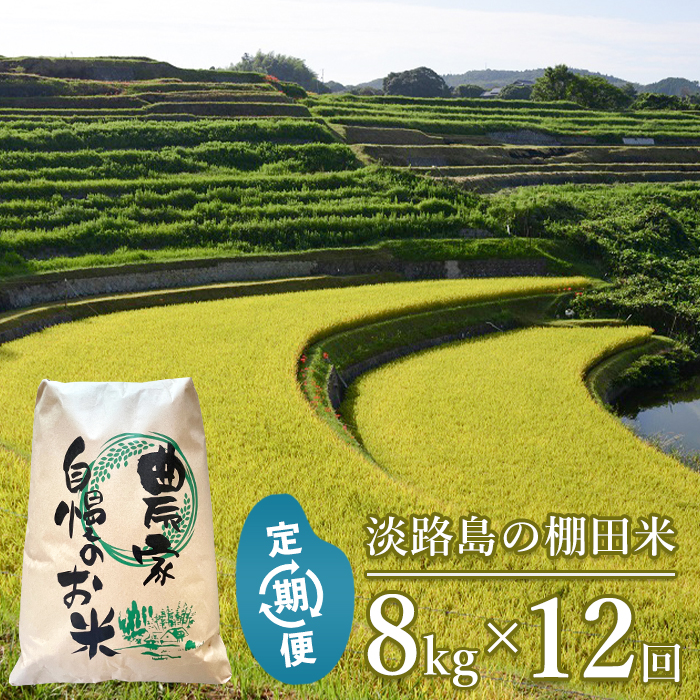 【定期便】淡路島の棚田米 ８kg×１２回（毎月発送）　白米