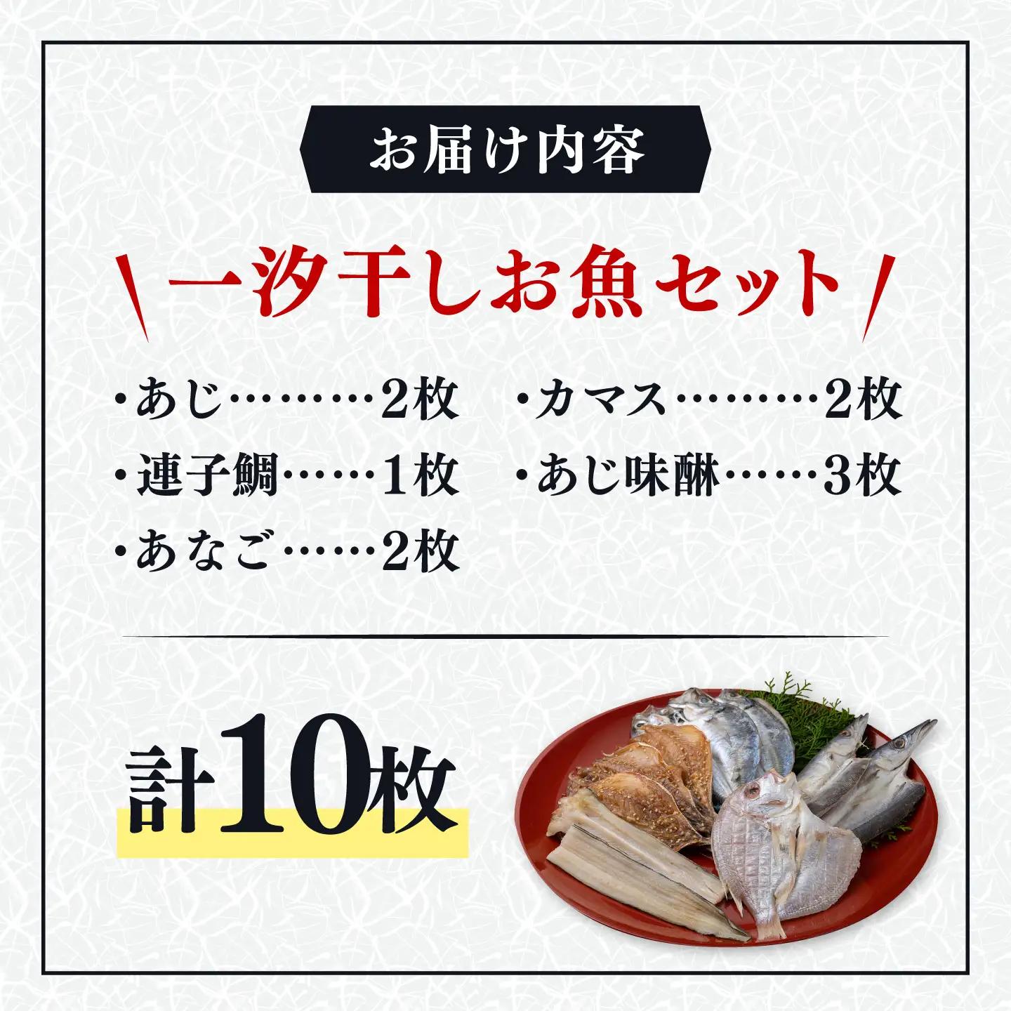 【1週間以内発送】対馬 一汐干し お魚 セット 5種10枚 [WAI006] アジ 穴子 カマス 連子鯛 干物 スピード発送 最速発送 最短発送