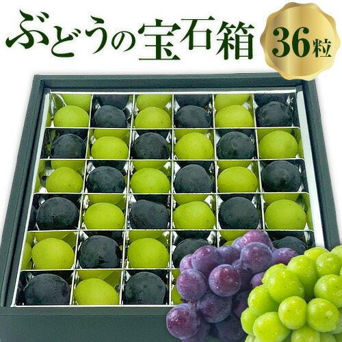 【先行予約】ぶどうの宝石箱 1箱 36粒 たけまさぶどう園 《8月上旬-10月中旬頃出荷》岡山県 浅口市 シャインマスカット ニューピオーネ オーロラブラック フルーツ 果物 くだもの ぶどう マスカット 国産 岡山県産 【配送不可地域あり】（離島）