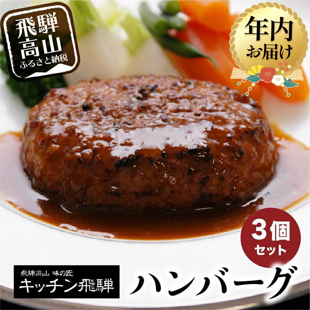 キッチン飛騨 ハンバーグ 3個セット デミグラスソース付